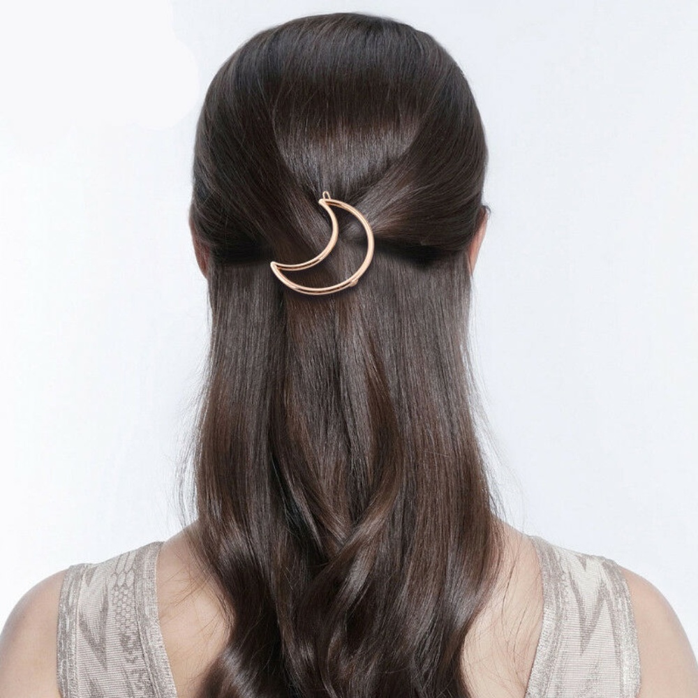 Gold Crescent Moon Hair Clip